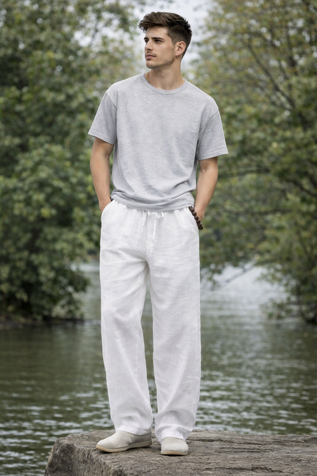 Pantalon de lino y algodón