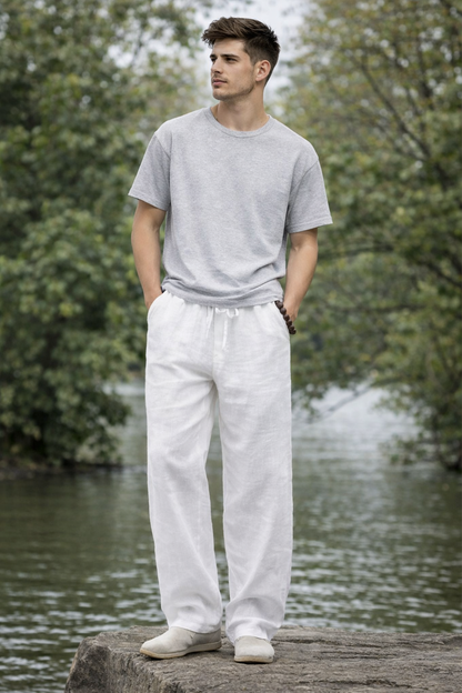 Pantalon de lino y algodón