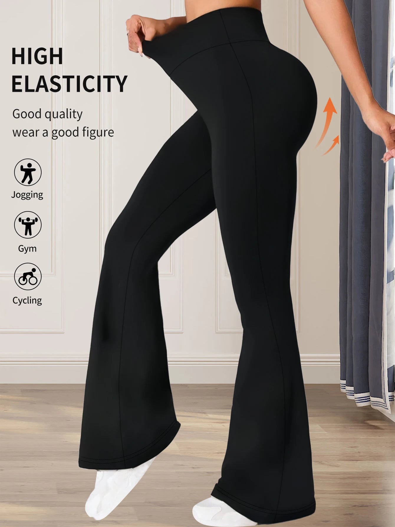 Pantalones acampanados ajustados de tiro alto