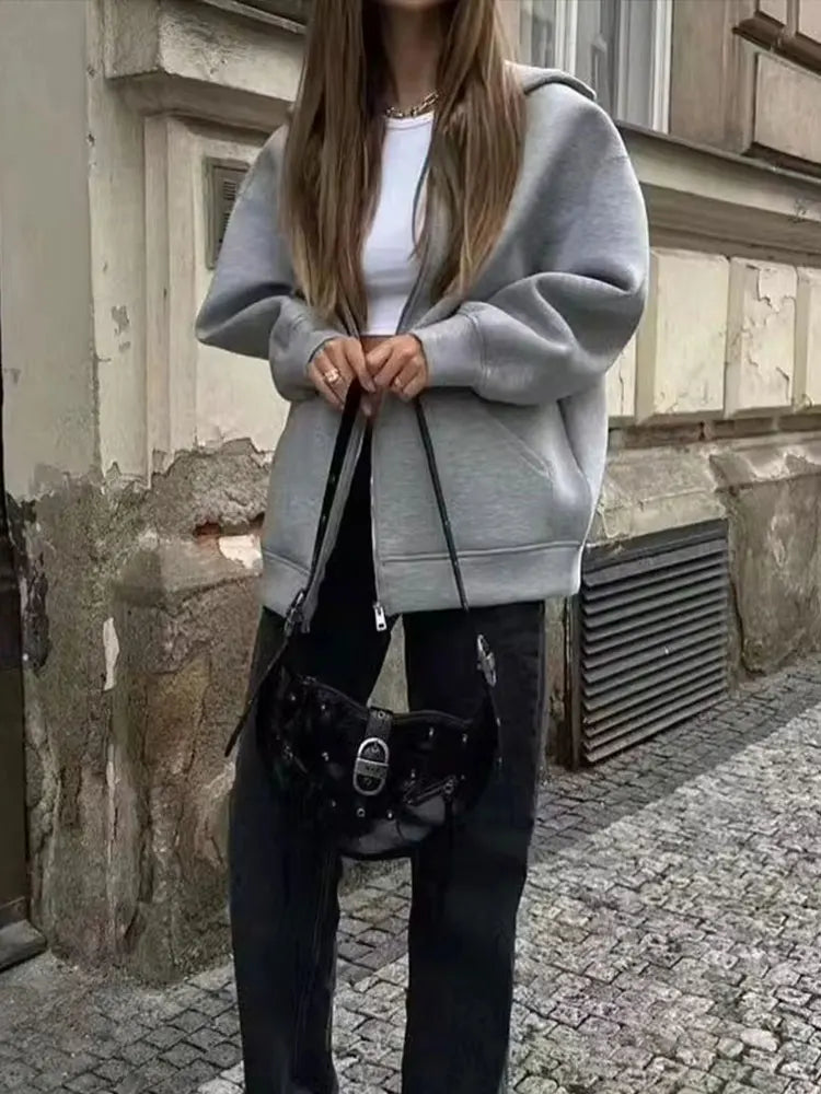 Sudadera con cremallera - estilo holgado