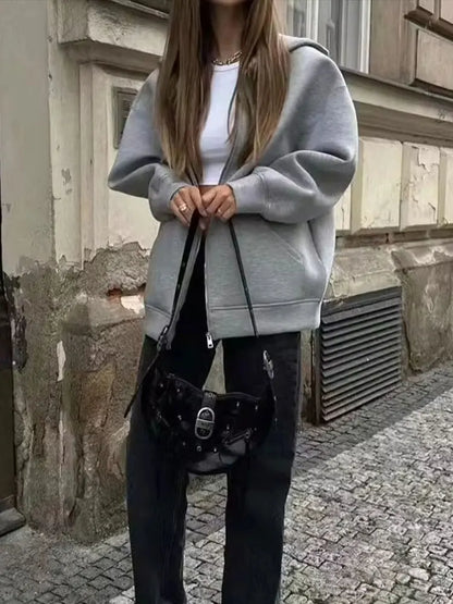 Sudadera con cremallera - estilo holgado