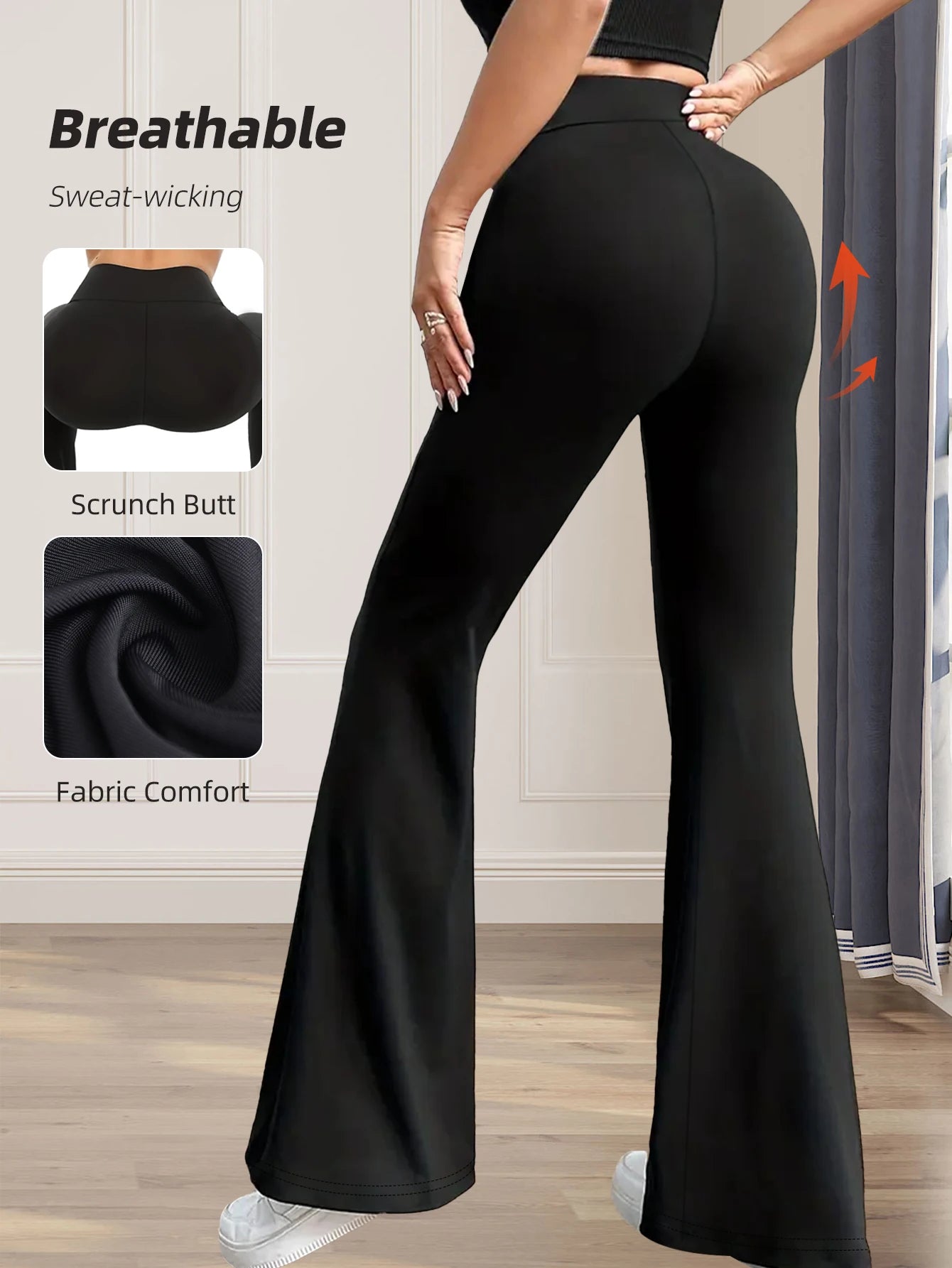Pantalones acampanados ajustados de tiro alto