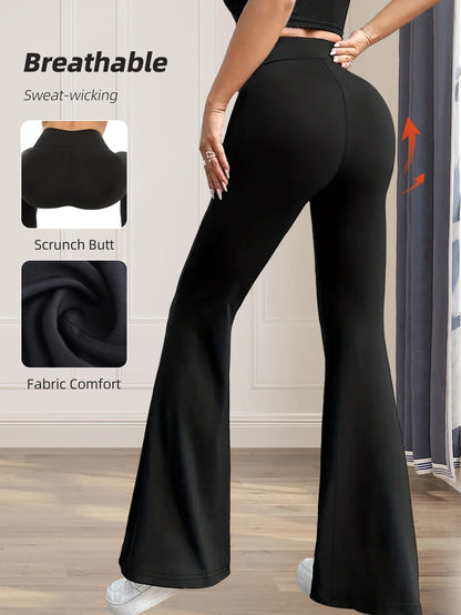 Pantalones acampanados ajustados de tiro alto