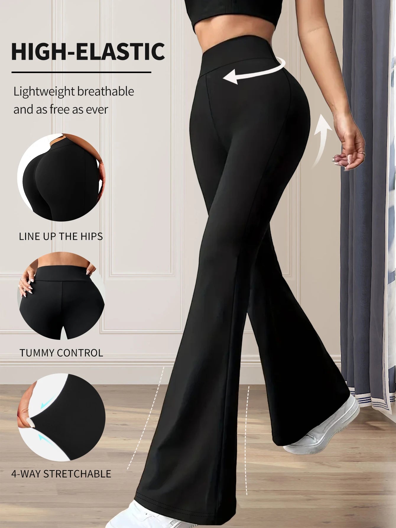 Pantalones acampanados ajustados de tiro alto