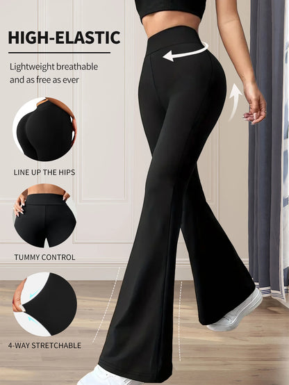 Pantalones acampanados ajustados de tiro alto